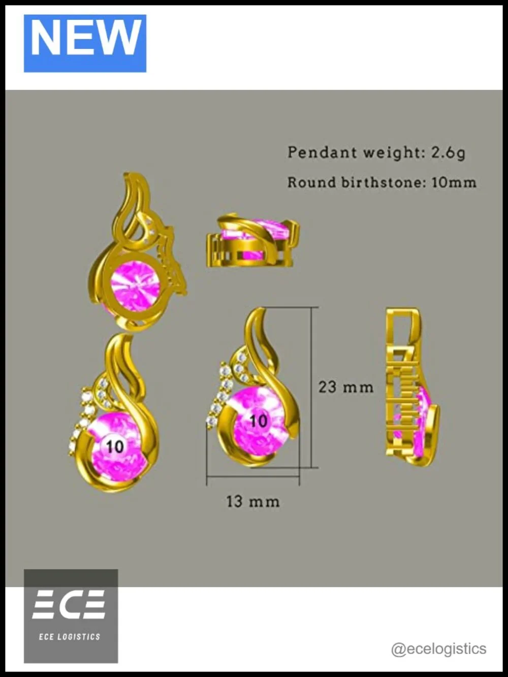 Sterling Silver Ruby Birthstone Necklace Round Pendant 18in July Gift
